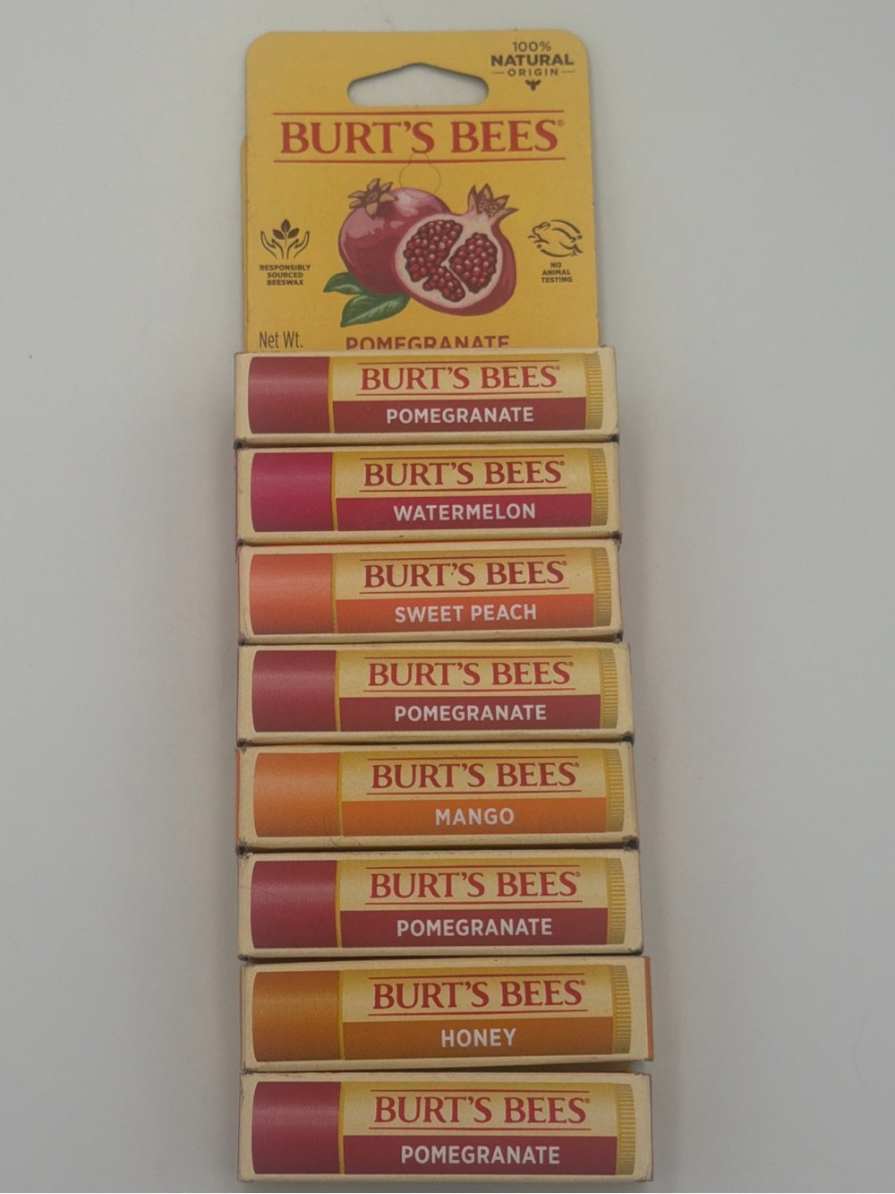 Burts Bees Moisturizing Lip Balm Mango Pomegranate Honey Peach Watermelon 8 Pack